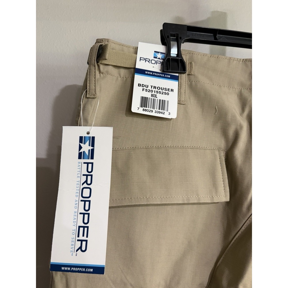 Propper BDU Trouser F520155250 Men's MXXL M TALL Khaki 100% Cotton pants NWT T4 - Picture 9 of 13